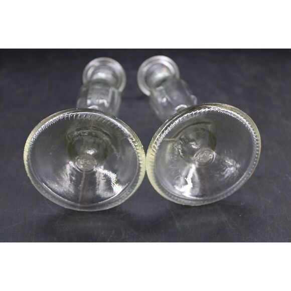 VIDRIOS San Miguel 2 Candlesticks Vases Clear Green Tined Recycled Glass 8.75" - Picture 5 of 6